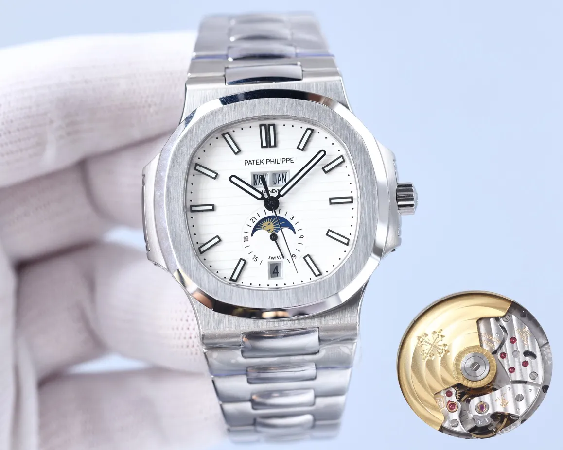 Patek Philippe Sporty Elegance Series 5726/1A-014 1. The structure of the case is the same as the original one. The hole on the case is beveled. When the screw is screwed in, it will move downward to tighten the front cover. The three-layer waterproof ring screw-in crown makes the case super waterproof. 2. The replica movement in the 3.0 era is modified to Cal.324 S QA LU 24 H movement 3. The steel strap has good texture, can be bent flexibly, and is comfortable to wear. It does not have the bending range of some versions on the market that is not enough to wear on small wrists, and the strap cannot be bent. The buckle is made of spring steel and has good elasticity. 4. Functions include three-hand time display, month and week calendar display, and moon phase 24h display. The functions are real and usable. The quick adjustment position of the month and week is different from other versions on the market and remains consistent with the original. 🔥Top quality products with constant quality🔥